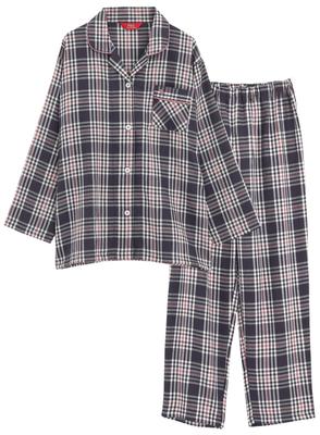 Kaituck Family POLO BCS Viyella Brushed Shirt Long Check Sizes Women's Yarn-Dyed Pajamas, Sleeve, Pattern, Spring/Autumn, M/L (M, Charcoal)