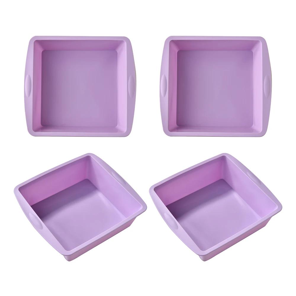 4Pcs Green Square High-temperature Resistant Food-grade Silicone Cake Bread Mold Non-Stick Kitchen Accessories Baking Tools