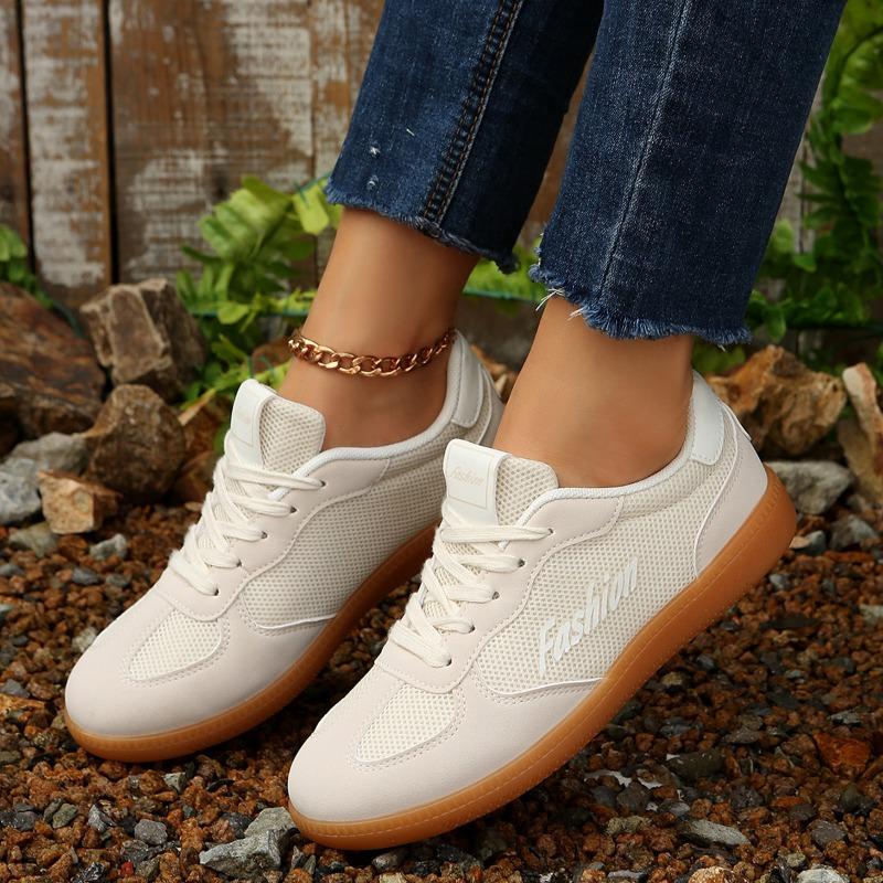 2025 New Women's Casual Shoes Round Toe Lace-up Mesh White Shoes Fashion All-match Breathable Lightweight Sports Shoes for Women