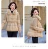 Mom's Winter Fashionable Embroidered Down Jacket with Wool Collar for Middle-Aged and Elderly Women