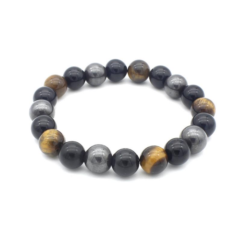

10MM Tiger Eye & Obsidian Magnetic Bracelet - Fashionable & In Stock