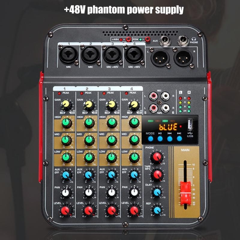 6Channel Bluetooth-compatible Audios Mixer With DSP Reverbs Effects USB Interfaces And 3Band EQ For Home Studio Recording