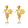 Amazon Popular Juice Cup Creative Accessories European and American Cocktail Glass Bottle Shape Jewelry Girl Earrings Earrings