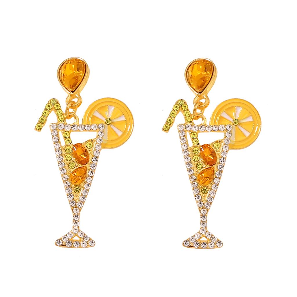 Amazon Popular Juice Cup Creative Accessories European and American Cocktail Glass Bottle Shape Jewelry Girl Earrings Earrings