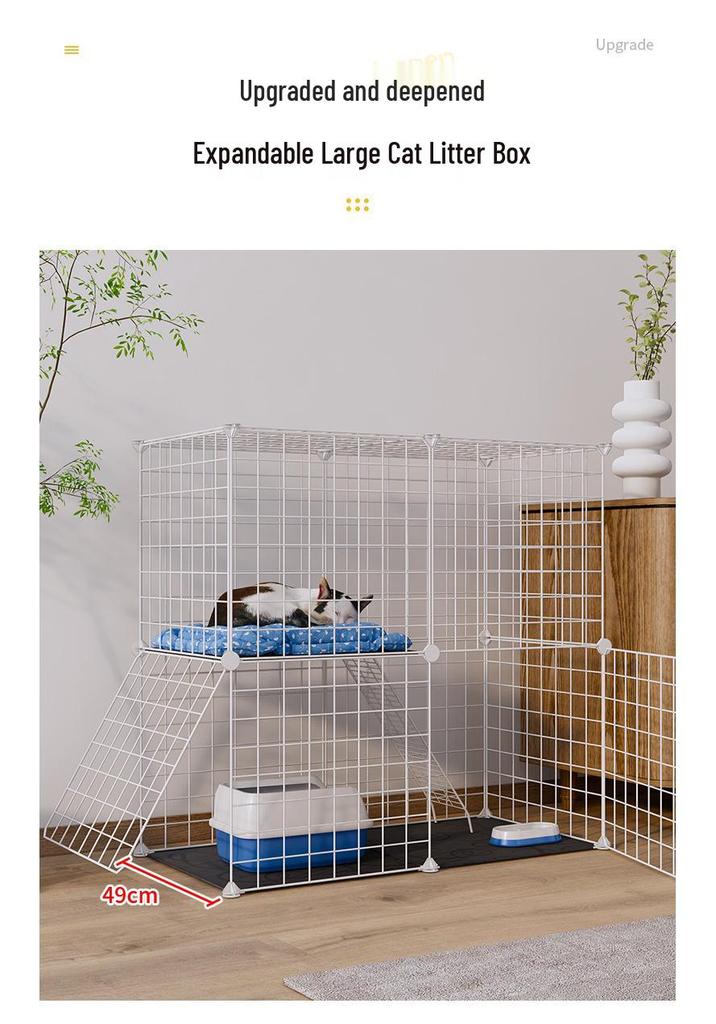 DIY Spacious Indoor Cat Iron Mesh Villa with Litter Box Space