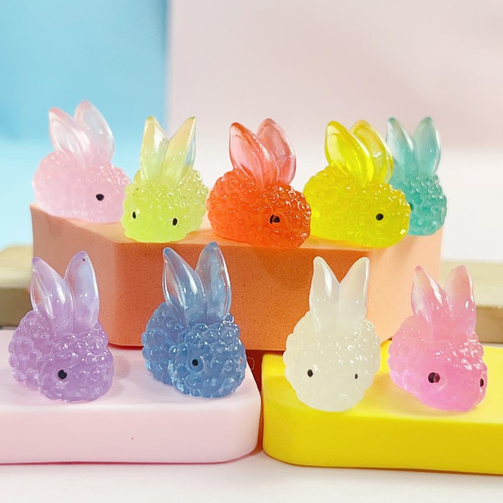10Pcs Kids Night Glow Resin Animals Rabbit Flat Back Embellishments Scrapbook Kawaii Diy Decorative Accessories Adult Toys Gift