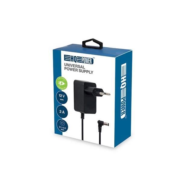 Alimentation Universelle - HQ POWER - 12V 2A - 24W - Connecteur 2.1 x 5.5 mm - Noir