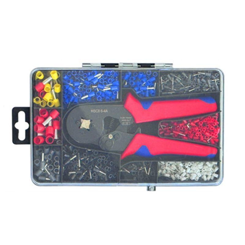 

ABUL-HSC8 Cable Wire Crimper Crimping Tool Plier Set 6-4/6A 23-7AWG Self 1200Pcs Cord End Bootlace Ferrules Terminals Kit