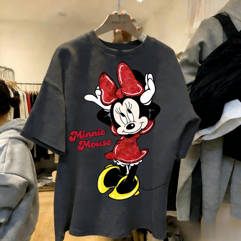 Unisex Oversized Minnie Mouse Cartoon T Shirt Women Men Vintage Short Sleeve Tee Summer Y2k Casual Streetwear Disney Print Tops