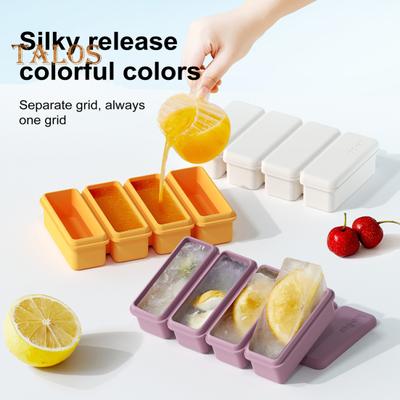 Vassoio per cubetti di ghiaccio in silicone con coperchio, grande stampo per ghiaccio a lenta fusione, contenitore per congelatore in silicone alimentare per avanzi, zuppe, salse e brodo