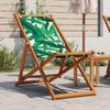 Vidaxl Folding Beach Chair, Leaf Pattern, Eucalyptus and Fabric
