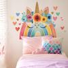 Self-adhesive Wall Stickers Cartoon Rainbow Unicorn Hearts for Kids Room Bedroom Living Room Home Decor