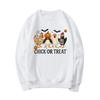 Chick or Treat Sweatshirt Spooky Chicken Halloween Sweater Long Sleeve Women's Sweatshirts Funny Halloween Chicken Hoodie Tops