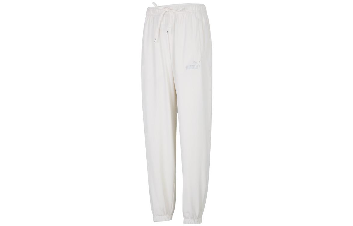 PUMA ESS+ Knitted Sweatpants Unisex White Moderate Cuffed Pants 671930-65 S