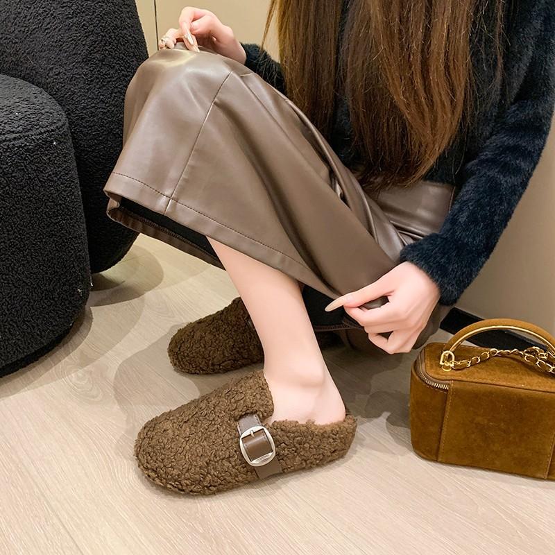 Cotton slippers women's autumn and winter 2025 new velvet warm soft-soled beanie shoes girl princess fluffy shoes cotton tow