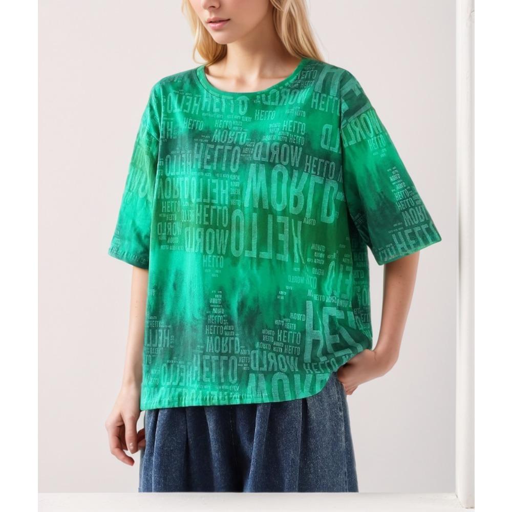 Dimanaf Maglietta Taglie Forti 2024 Donna Lady Top Larghi Cotone Lettera Estate Manica Corta T-shirt Girocollo Camicia 4XL