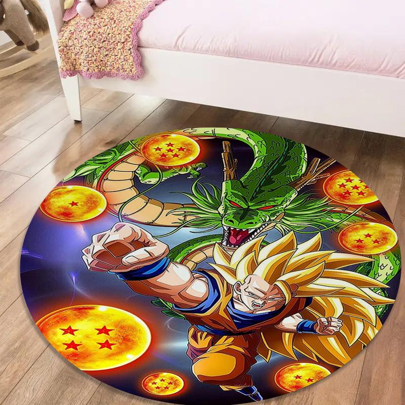 Tappeto Rotondo Dragon Ball, Tappeto per Soggiorno Camera da Letto Divano Sala Giochi Decorazione, Tappetino Antiscivolo 49