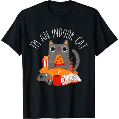 Ich bin eine Hauskatze Lustiges Lesen Kaffee Gaming Katzenmensch T-Shirt Männer Frauen