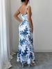 Women's Spaghetti Strap Printed Maxi Dress with Slit - Elegant Spring/Summer Evening & Vacation Attire