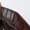 2022 Winter Slim Middle-aged & Elderly Men's Fur-Lined Leather Motorcycle Jacket