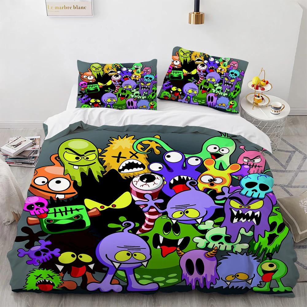 Comforter Microorganism Bacteria Comforter Bedding Set For Winter Little Monster Pathogen Be Riotous With Colour 3D