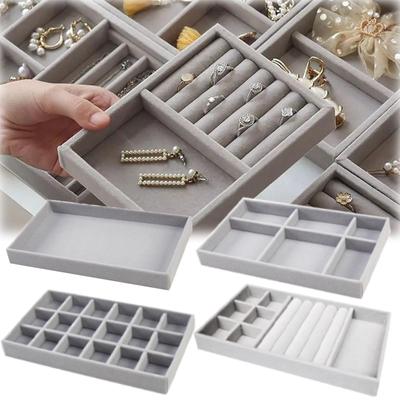 Plüsch Schmuckaufbewahrungsschale, herausnehmbare Schale, Ohrringe, Ohrstecker, Ringe, Halsketten, Aufbewahrungsschale, Schublade, Trennschale