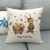 Easter Cushion Cover Cute Bunny Eggs Printed Pillow Covers 18x18 Inches Easter Decorations Hare Rabbit Flower Linen Pillowcase