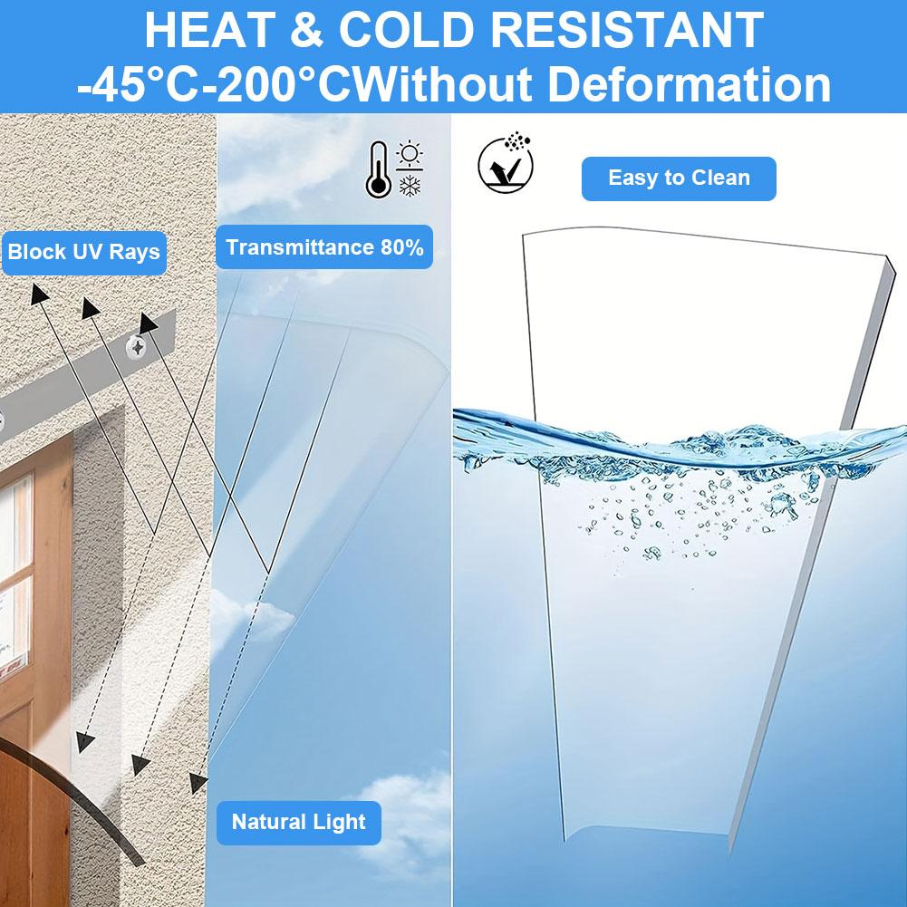 Window Door Wall Clear Canopy UV Rain Protection Transparent Invisible Rain Shelter Cover No Bracket Awning for Garden Patio