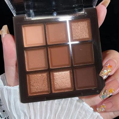 2024 Mocha Chocolate Eyeshadow Palette Pearl Glitter Finish Makeup 9 Colors Matte, Sweetheart Chocolate, 1 Piece