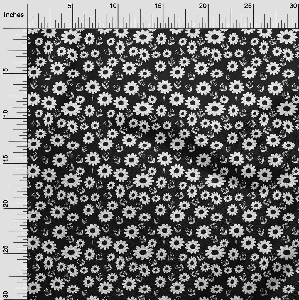 oneOone Cotton Poplin Black Fabric Floral Sewing Material Print Fabric By The Yard 42 Inch