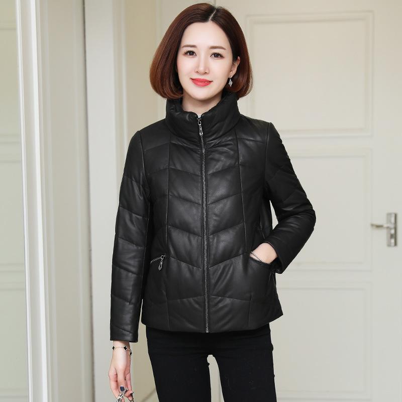 

Куртка из натуральной кожи женская короткая осенне-зимняя куртка с воротником-стойкой из овчины 3XL