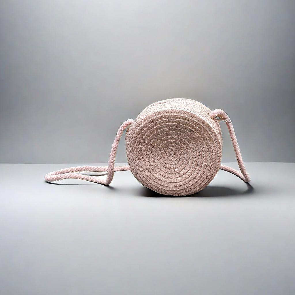 Girls  Rattan Crossbody Coin Purse - Woven Straw Beach Bag for Vacations and Photos.