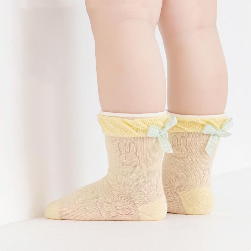 Infant Baby Rabbit Socks For Girls Cute Newborn Mesh Bowknot Mid-calf Short Sock Summer Fashion Sweet Princess Cotton Socks