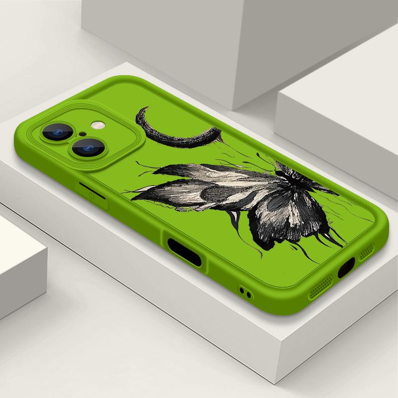 Fashion Moon Butterfly Pattern Case For iPhone 16 Pro Max 15 Plus 14 13 12 Pro 11 TPU Soft Matte Silicone Shockproof Lens Protection Phone Cover