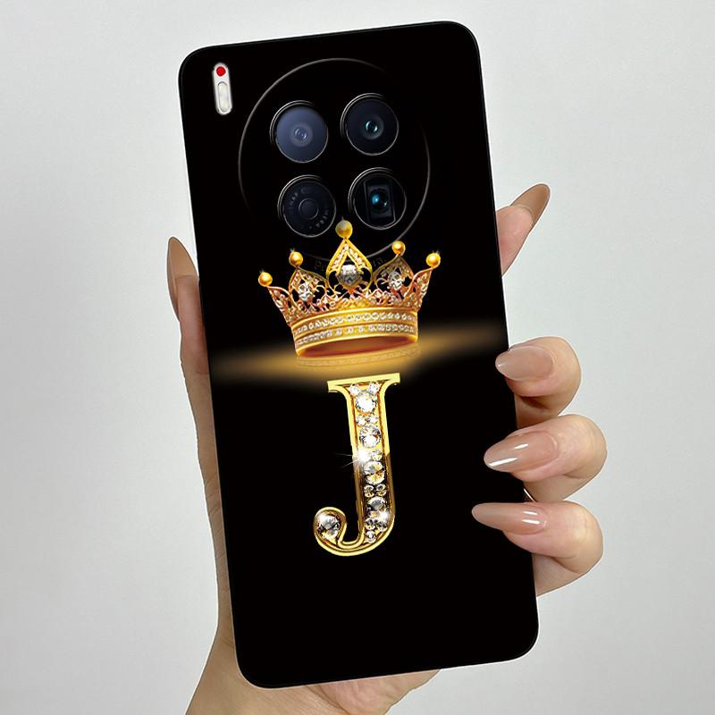 For Tecno Camon 40 Premier 5G CM8 Phone Cases Crown Initial Letter Covers Soft Liquid Silicone Advanced Anti Fingerprint Shell