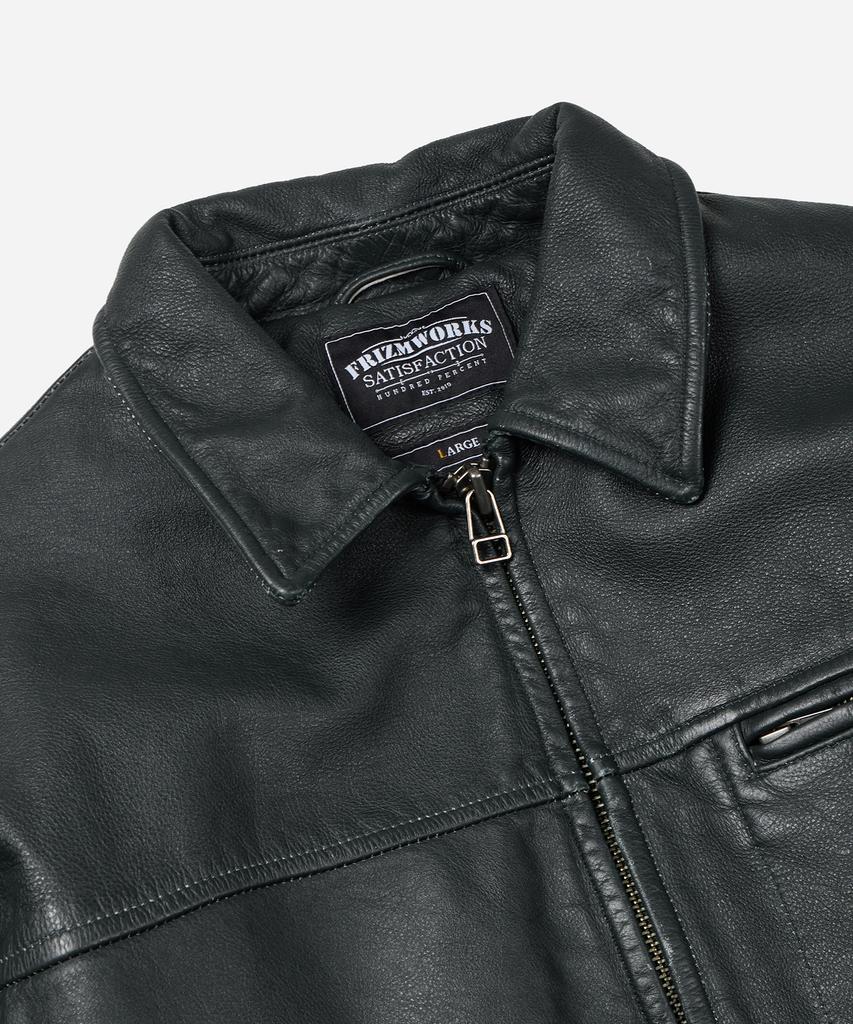 Frizmworks Destroyed Cowhide Leather Jacket _ Washed Olive