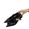 Xiaoxiangfeng Mary Jane Shallow Mouth Single Shoes Women's 2025 Autumn New Pointed Evening Wind Flat Bottom One-word Belt Small Leather Shoes