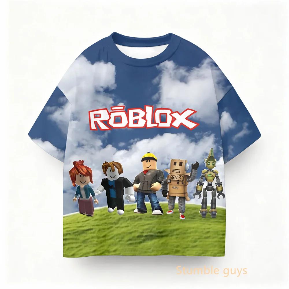Jungen Kleidung Mädchen Kinder Roblox Sommer Spiel Kurzarm T-Shirt