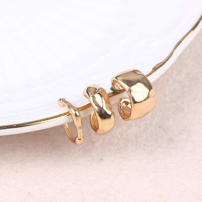 Exaggerated Wide Clip-On Earrings Set For Women Simple Metal Earring Daily Wear Vacation Jewelry Gift
