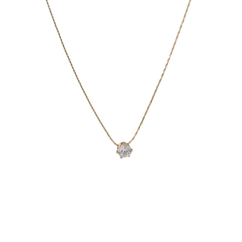 2025 Niche Design Gold 6-Prong Diamond Pendant Necklace - Elegant, Non-Fading Clavicle Chain