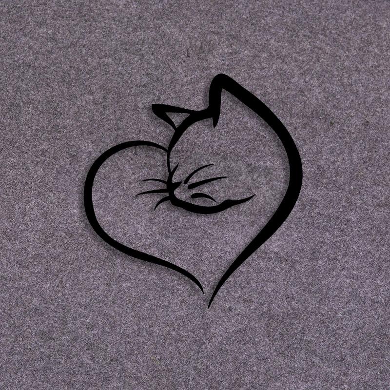 

Креативные наклейки с кошками и сердечками для стайлинга автомобиля, светоотражающие наклейки на автомобиль, забавные виниловые водонепроницаемые наклейки на декор кузова автомобиля 14.6x15CM