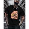 European Size Casual Black T-Shirt for Men Featuring a Cartoon Monster Graphic, Perfect for Street Style And Trendy Adult Male Fashion