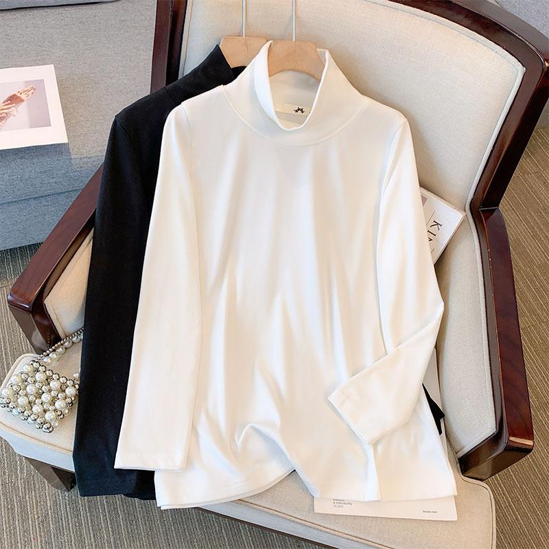 Plus Size Spring and Autumn Women's Bottoming Shirt Long-sleeved T-shirt High Neck Bottoming Shirt Inside High Elastic Tops