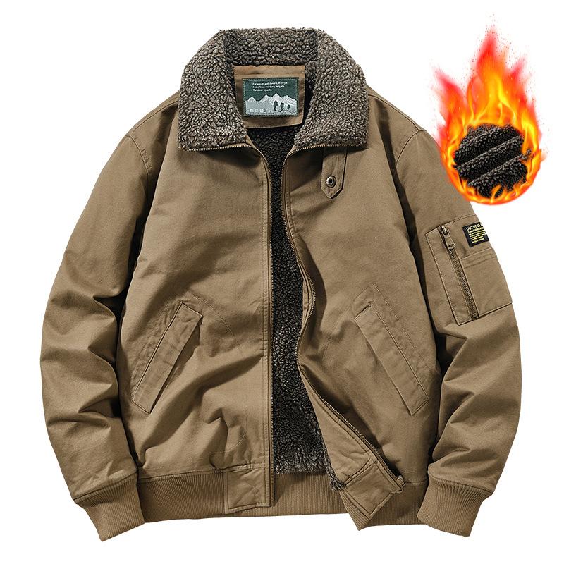 

25 autumn and winter new men s military style thickened men s jacket men s loose large size casual men s clothing piled and thickened 5XL хакі