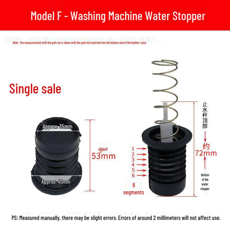 Rubber Drain Plug & Sleeve with Spring for Semi-Automatic Twin Tub Washing Machine