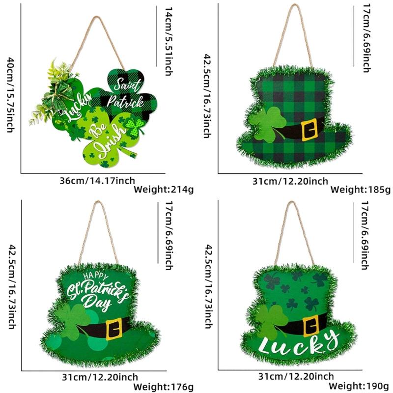 SaintPatricks Festival Pendant Shamrock Door Sign Hanging Signs Front Door Porch Board House Decoration Holiday Supply