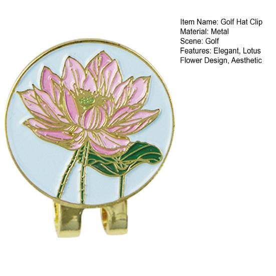 Golfballmarkør Hattklemme Emalje Lotusblomst Design Magnet Hattklemme Ballmarkør Golftilbehør for Kvinner Menn Golfspiller Gave