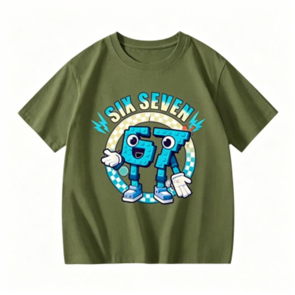 Kids Clothing Six Seven 67 Print T-shirt Summer Girls and Boys Casual Tees Tops Fashion Kids O-Neck Short Sleeve T-shirt