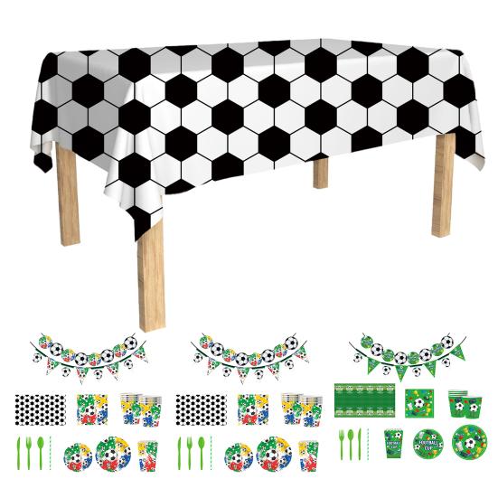 Soccer Birthday Party Decoration 10 Guest Disposable Dinnerware with Tablecloth Paper Plates Cup Napkin