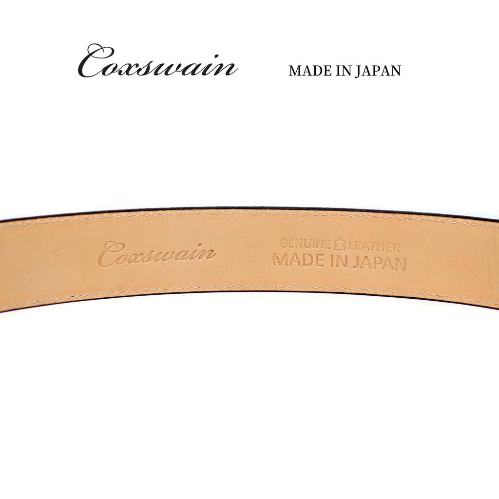 [COXSWAIN] Coxwain Men's Leather Belt, Dark Brown, Crocodile Embossed, 30mm Width, Made In Japan, CW20203-39
